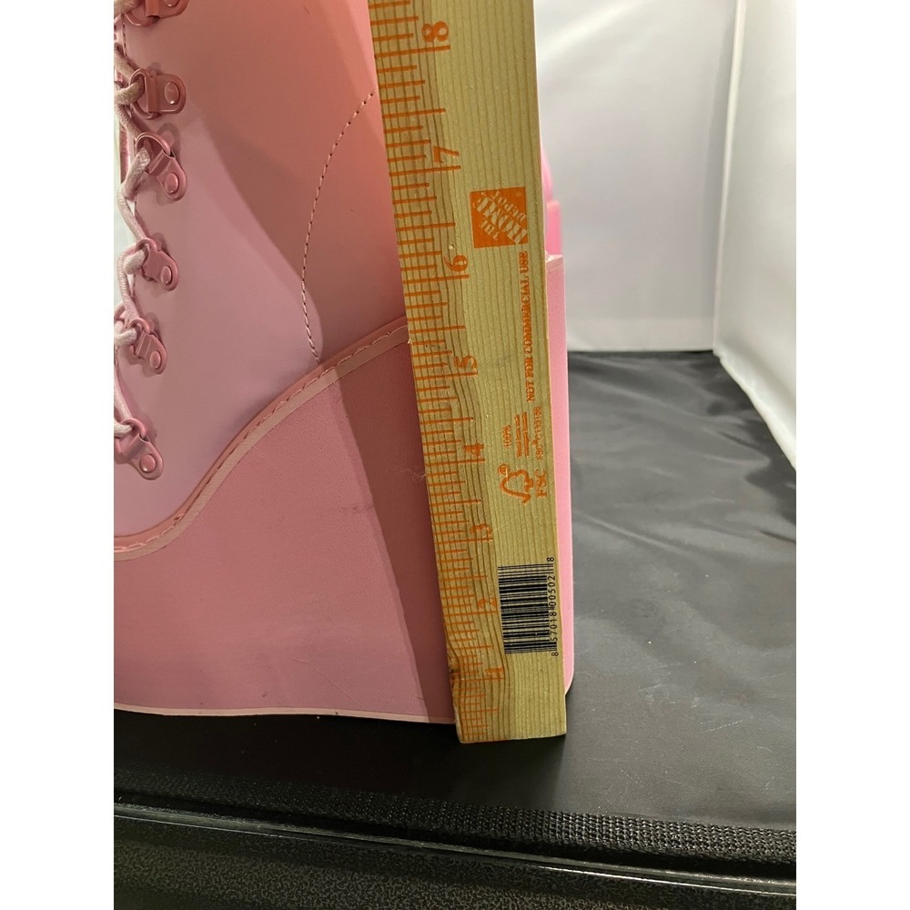 Dolls Kill Current Mood Pink Platform Wedge Lace Ankle Boots Womens 8M Zip Boots - Picture 10 of 11
